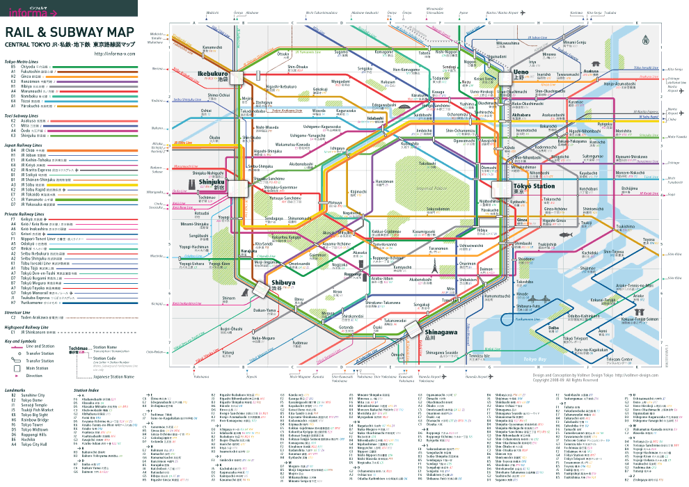 Example of Rail & Subway Map Central Tokyo